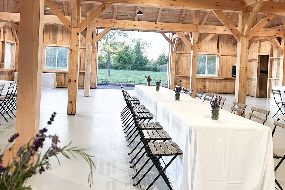 Barn dining setup