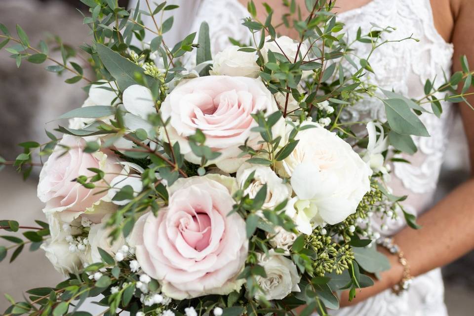 Eucalyptus and roses