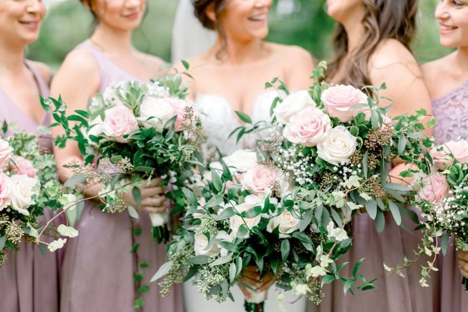 Bride and her bridesmaids