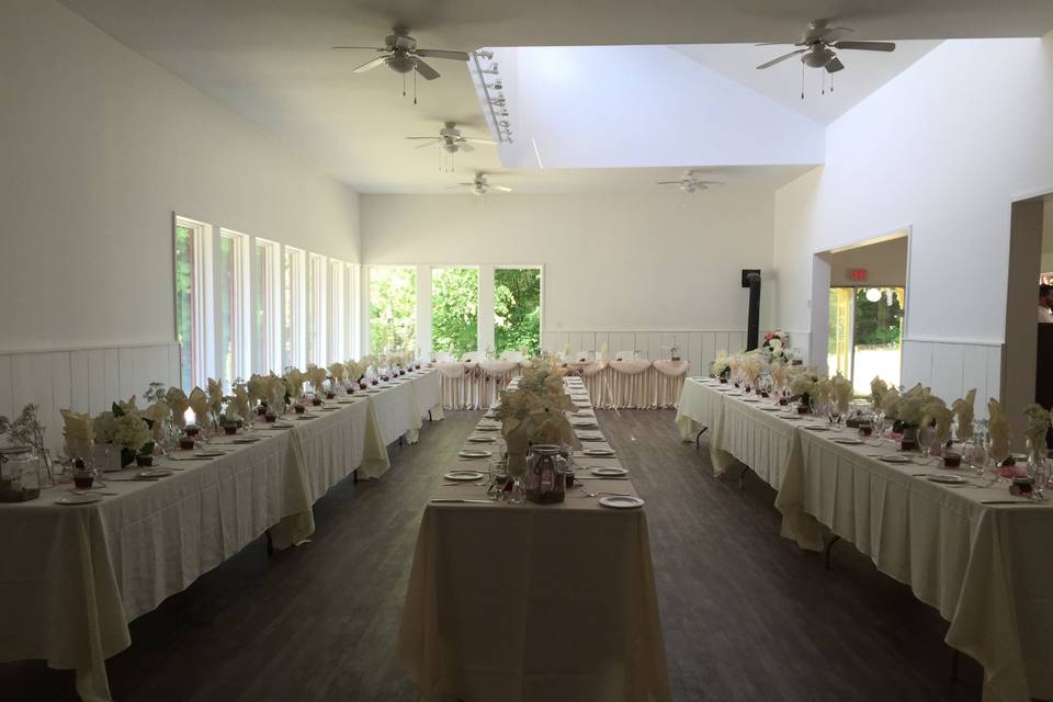 Long table set up in chalet