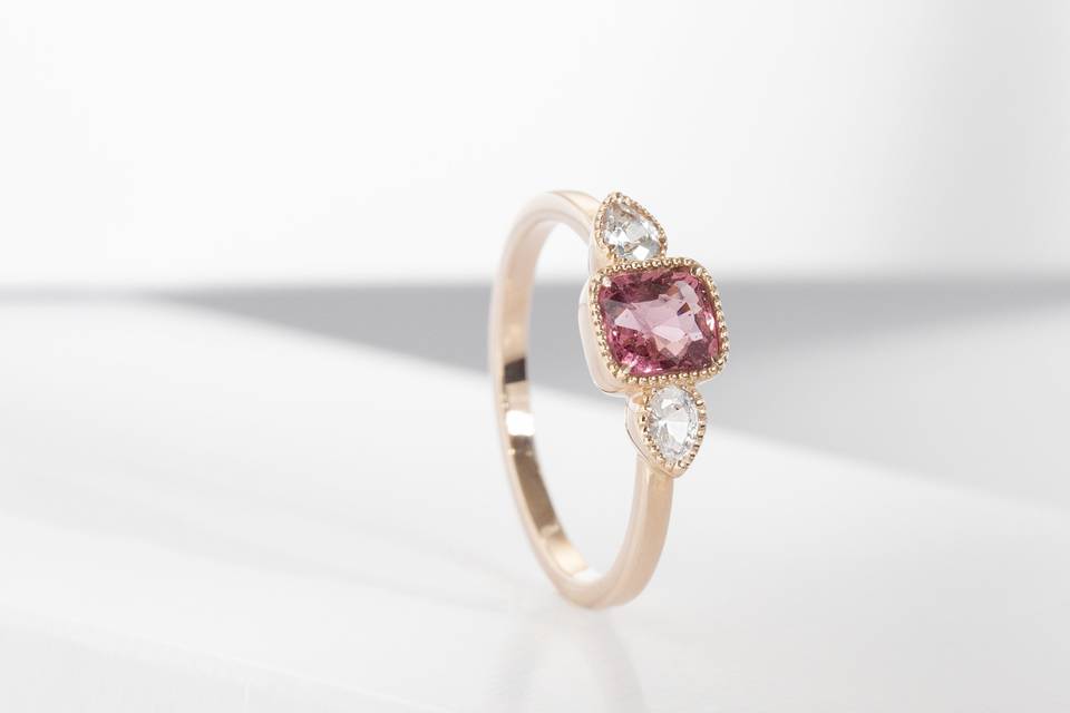 Three Stone Spinel Ring