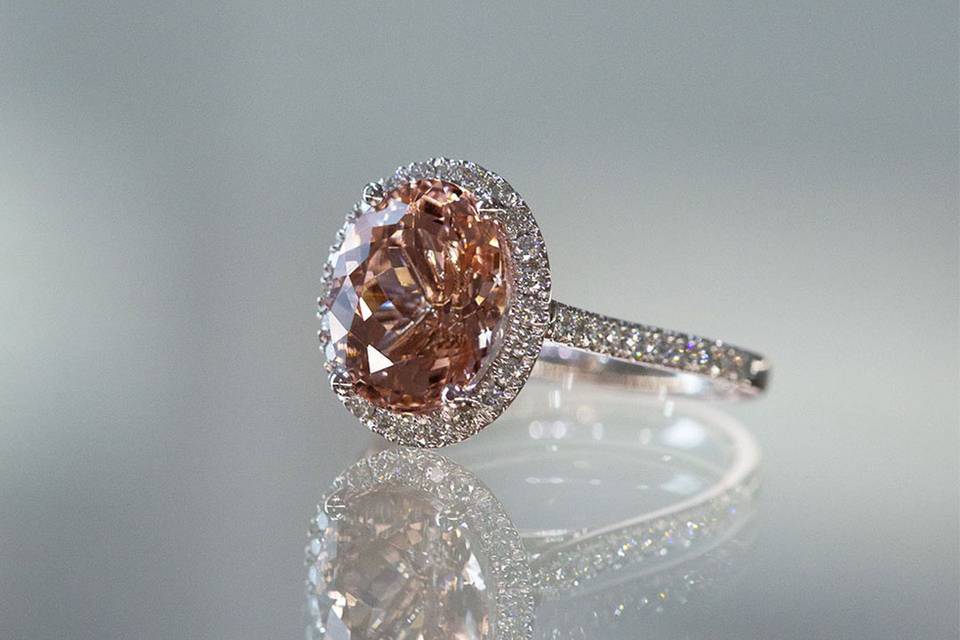 Morganite Halo Engagement Ring