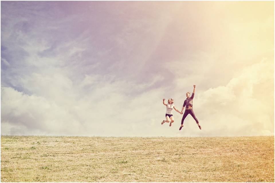 Jumping in the air together