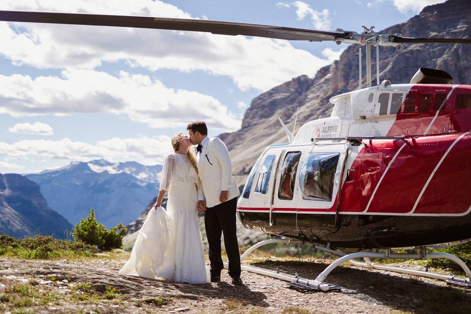 Banff helicopter wedding photo