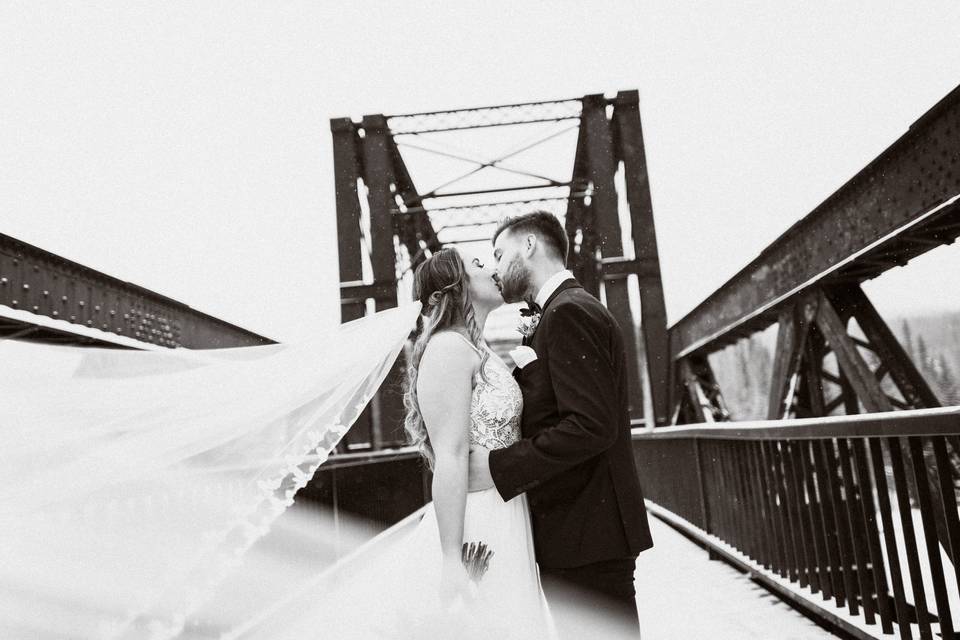 Engine bridge wedding Canmore