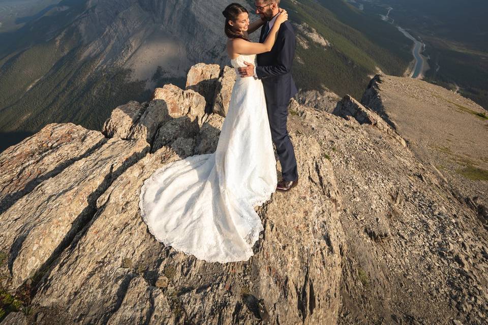 Banff helicopter wedding photo