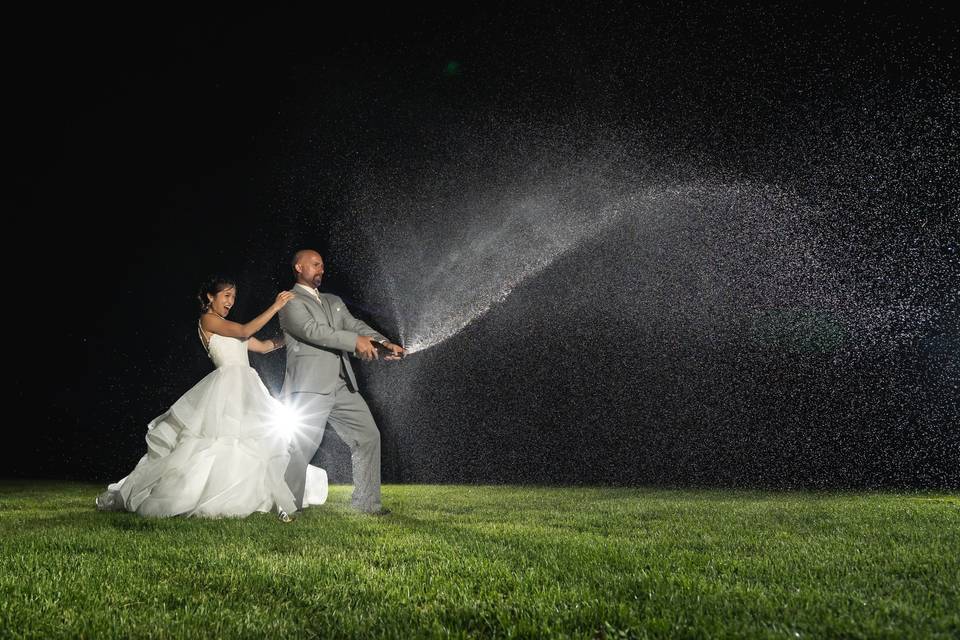 Champagne in the soccer field