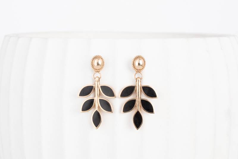 Jet Inlaid Earrings