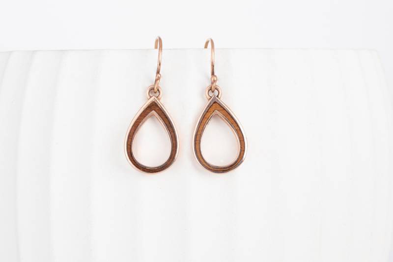 Wood Inlay Teardrop Earrings