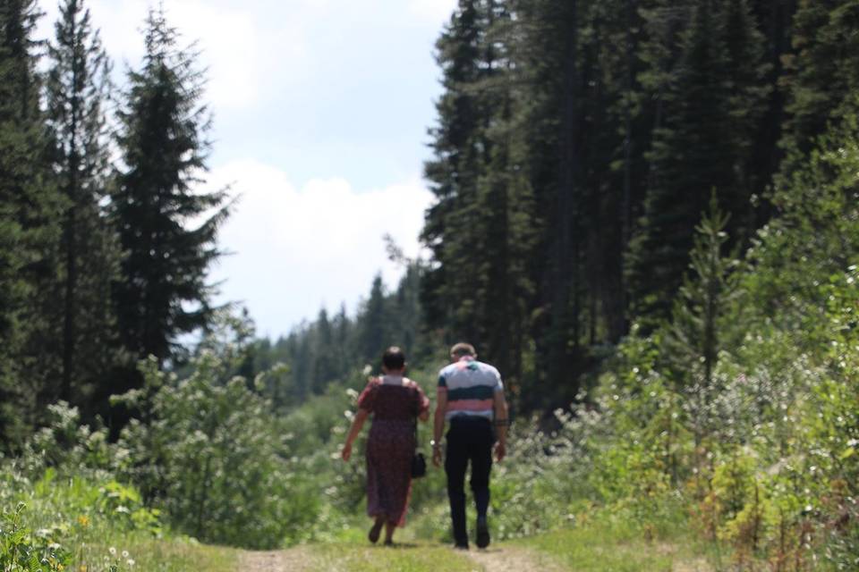 Walking to our secluded site