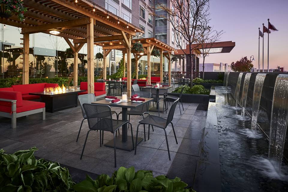 Patio with water feature