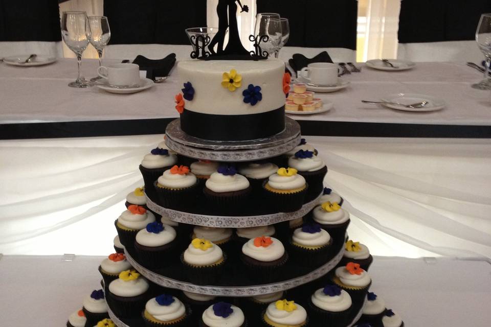 2-tier topped cupcakes