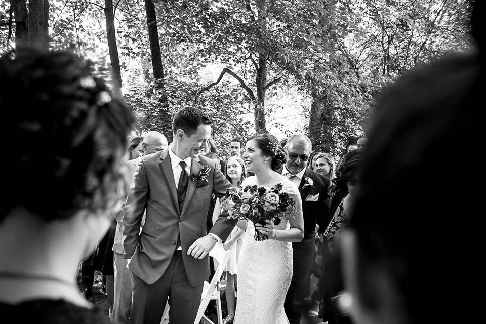 Happy bride and groom