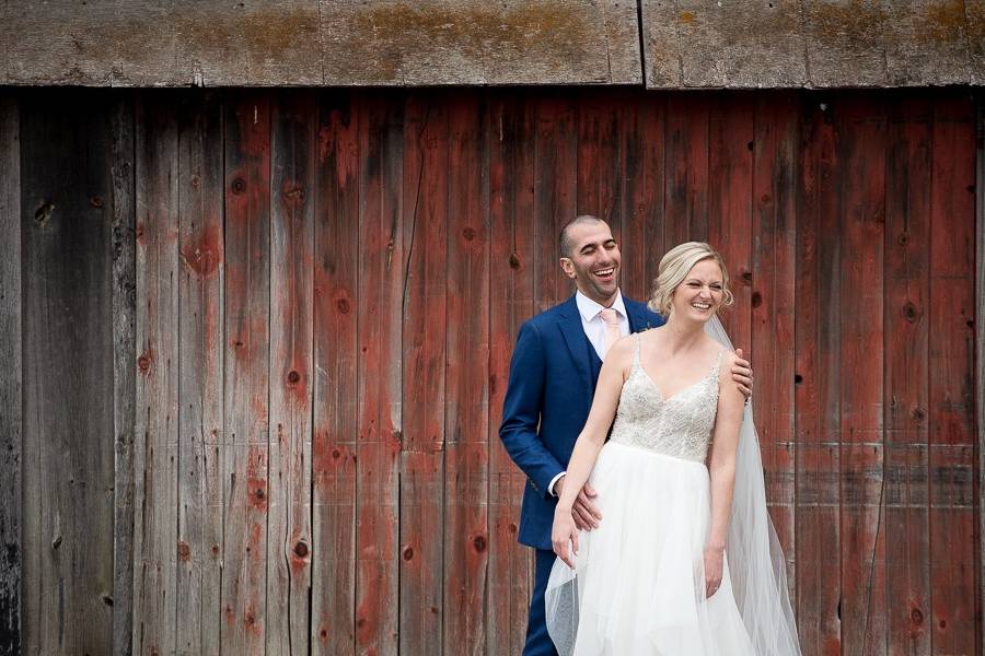 Happy bride and groom