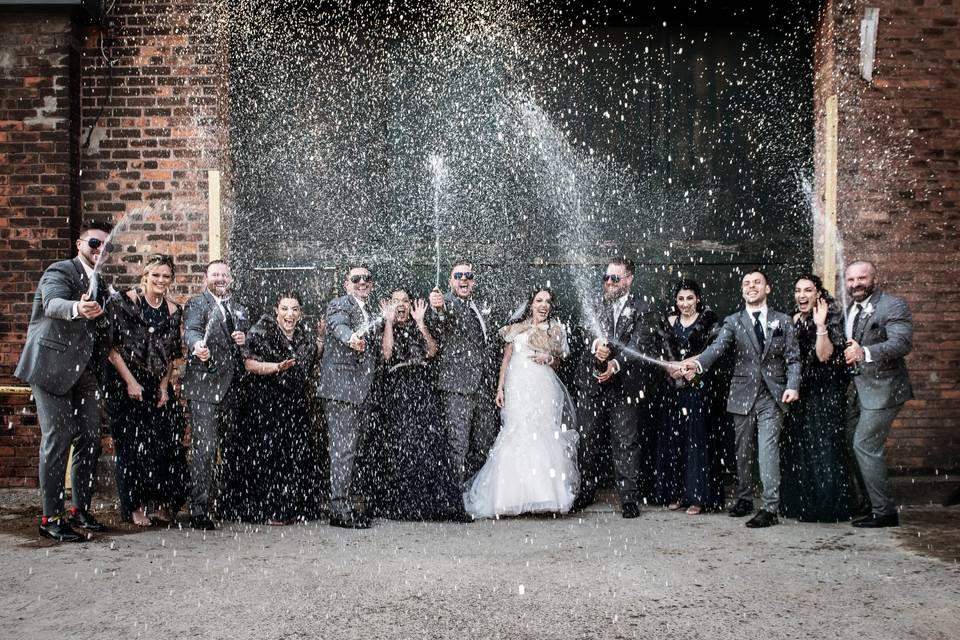 Bridal party champagne