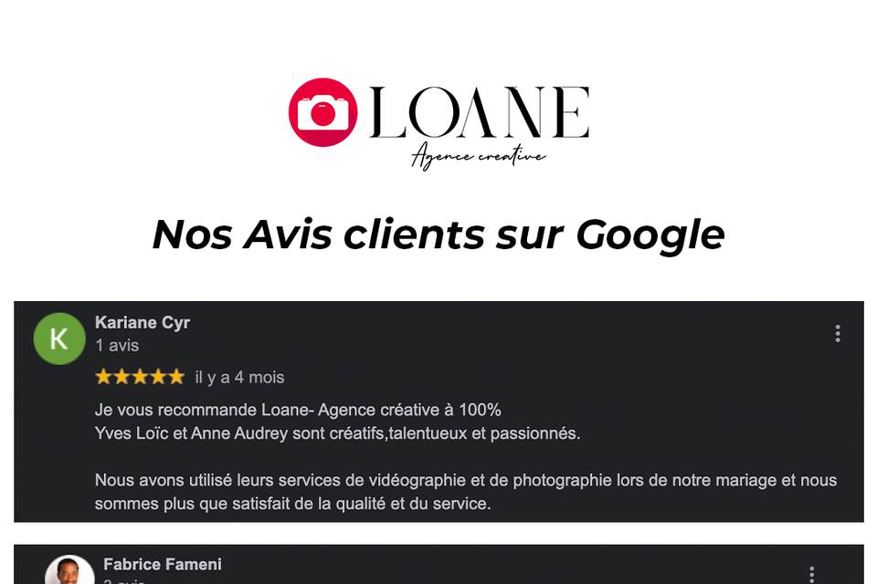 Avis clients sur google