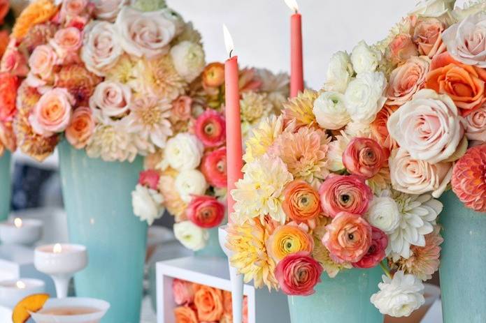 Coral teal wedding flowers.jpg