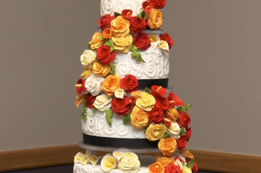 5-tier with LOTS of flowers