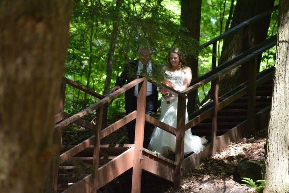 Bride and Dad on Maple Valley path.jpg