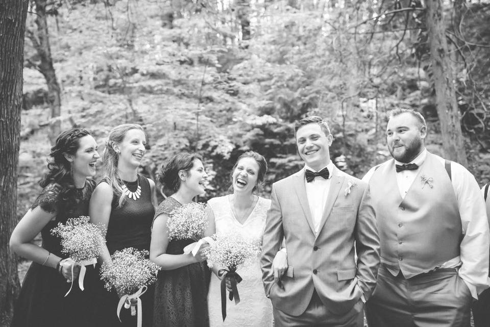 B&W bridal party