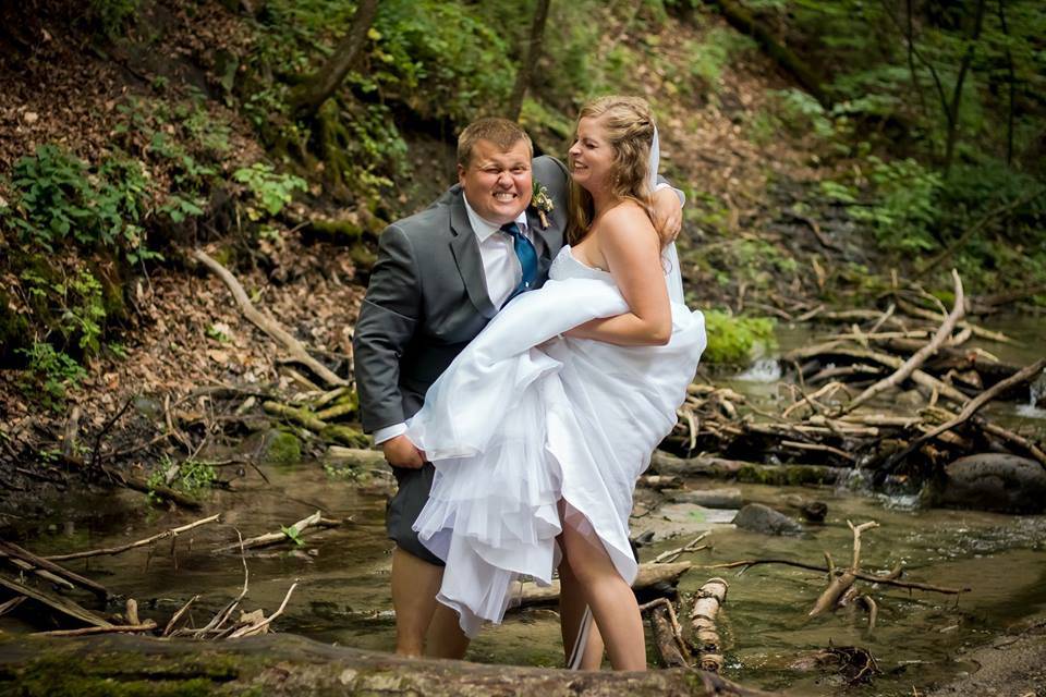 Bride in woods