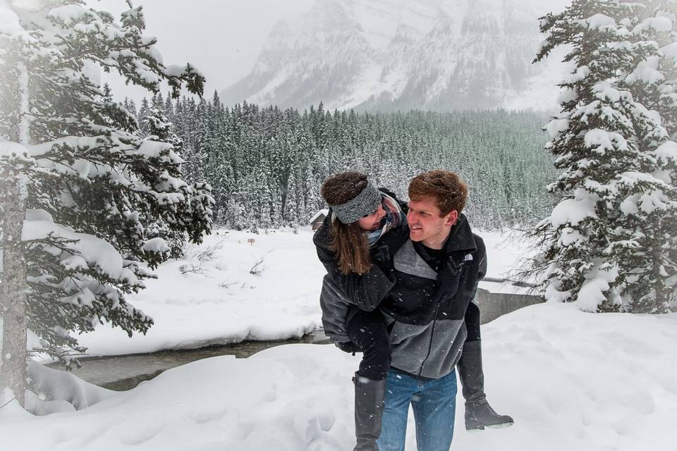 Having fun at Lake Louise