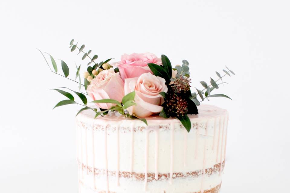 Naked Cake with Fresh Flowers