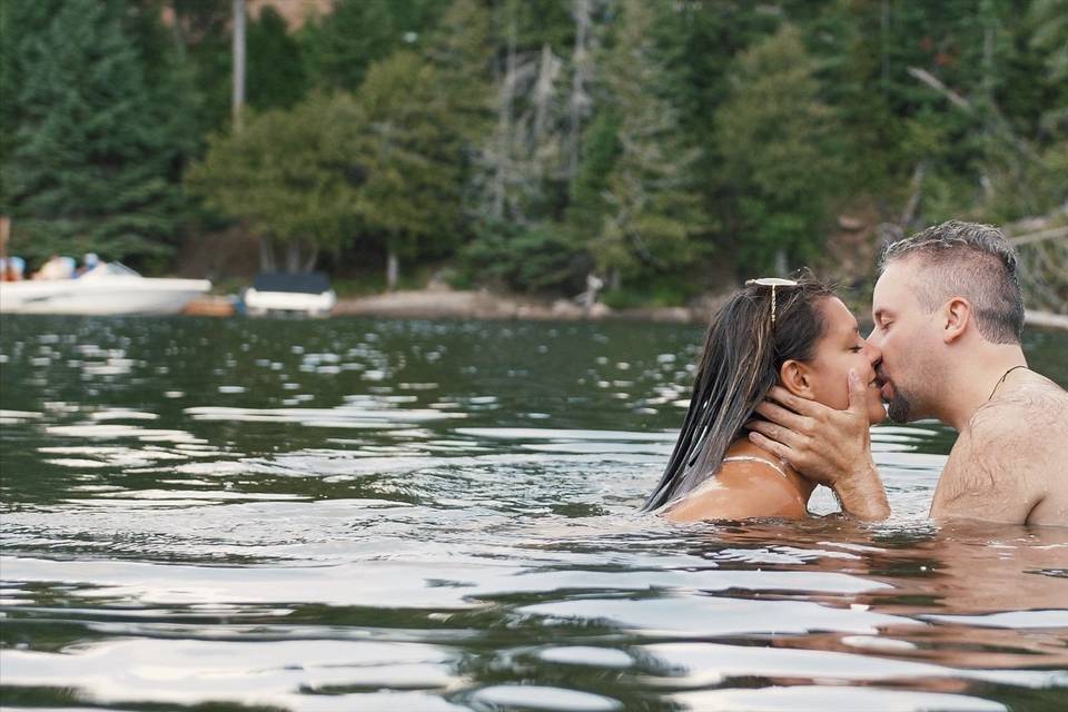 K&R swimming at their cottage