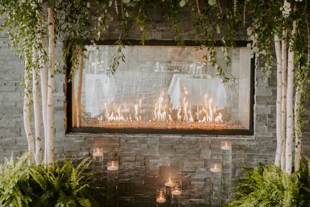 Double Sided Stone Fireplace