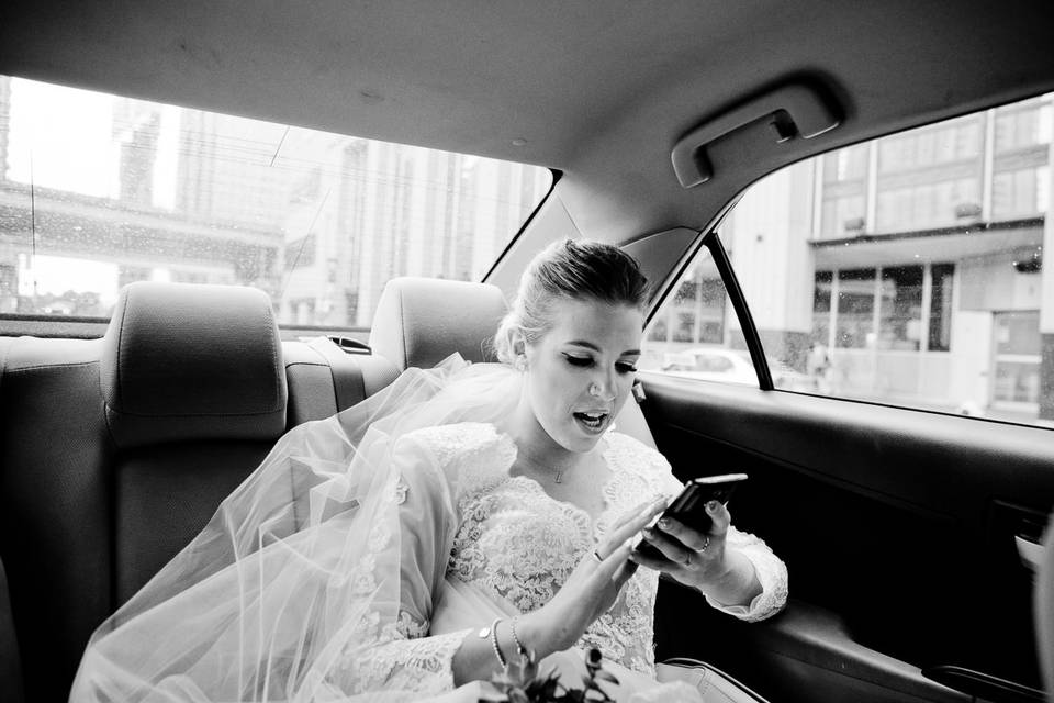 Bride in Taxi, Toronto