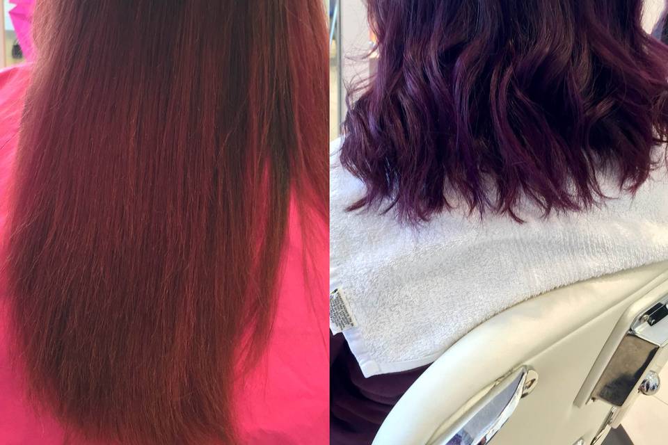 Purple ombre before and after