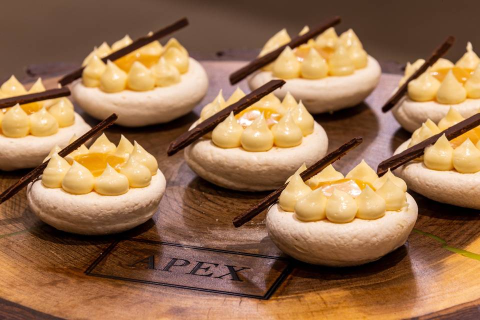 Mango dome with passionfruit