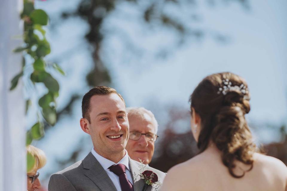 Groom during ceremony