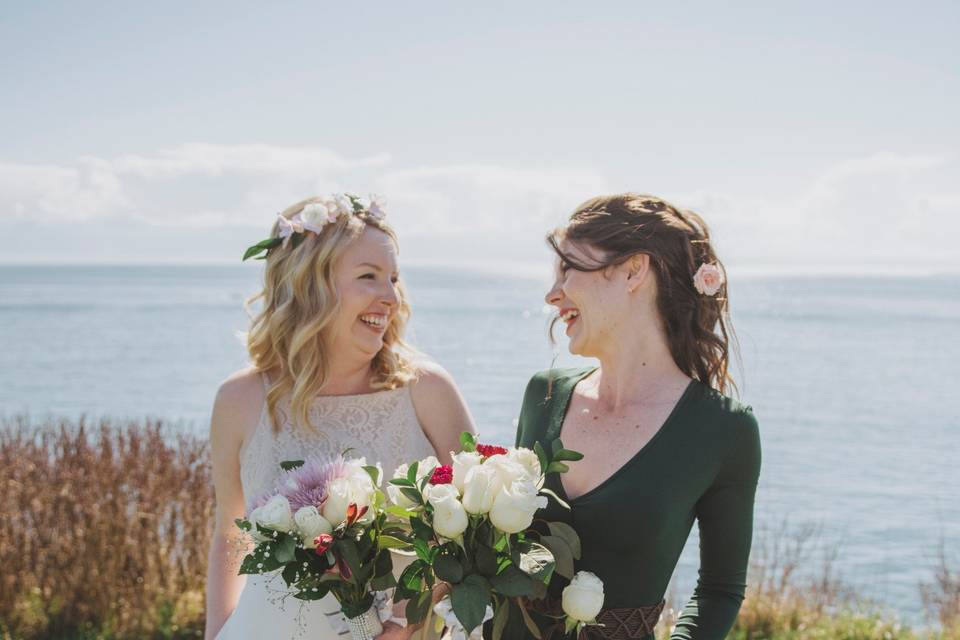 Bride and bridesmaids