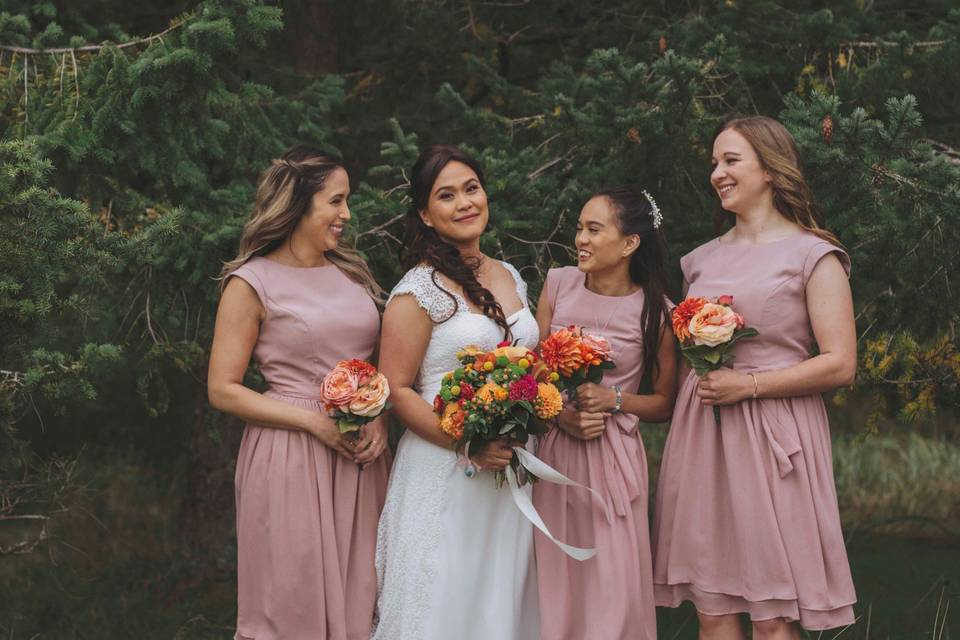 Bride and Bridesmaids