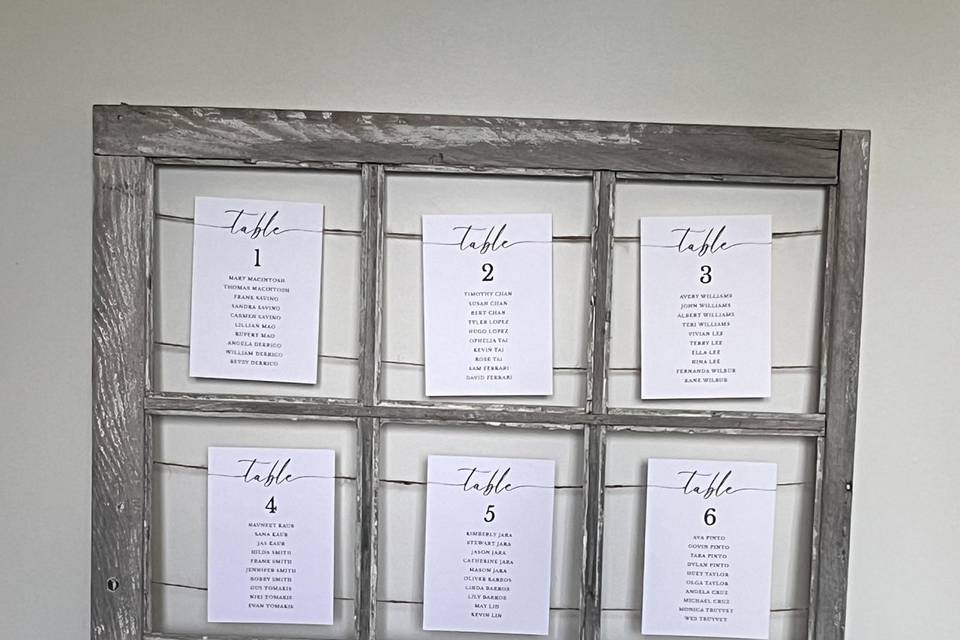 Rustic seating chart