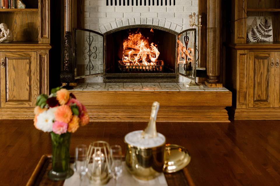 Sunroom Woodburning Fireplace