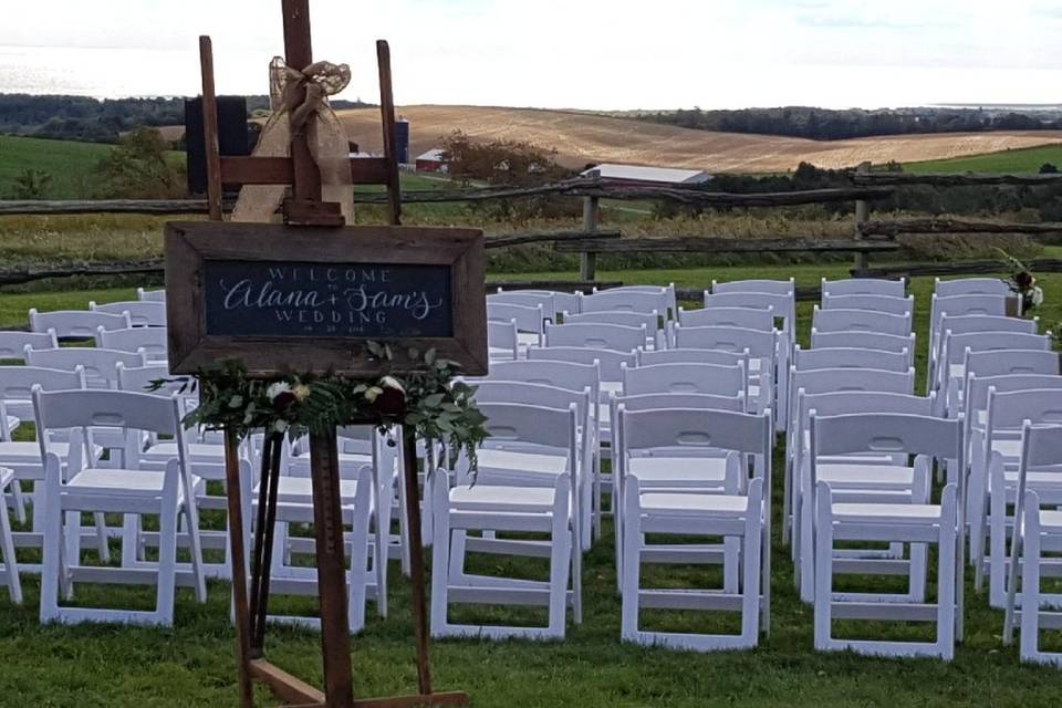 Wedding setting on a farm