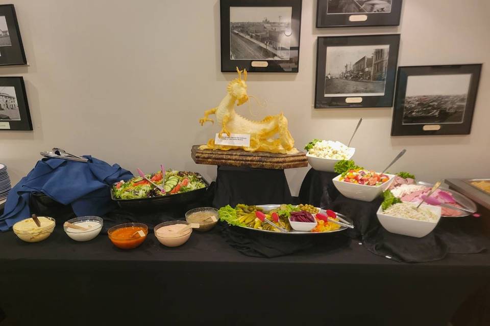 Buffet table spread