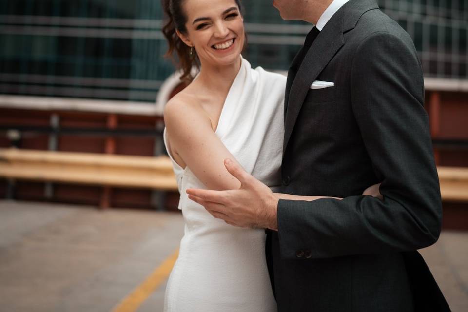 Modern downtown wedding