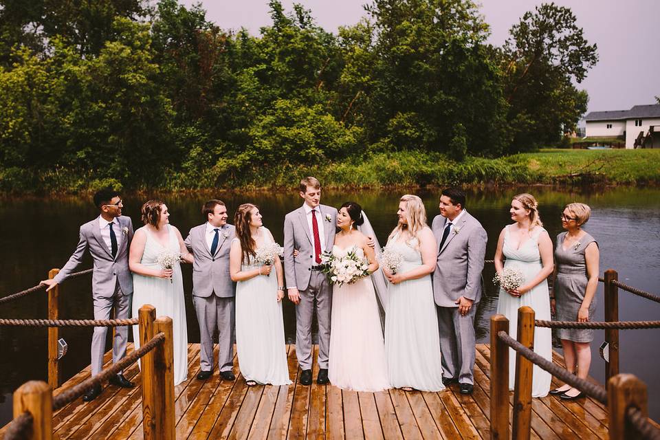 Wedding party on the dock