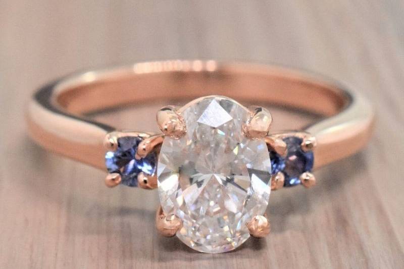 Rose gold three stone ring