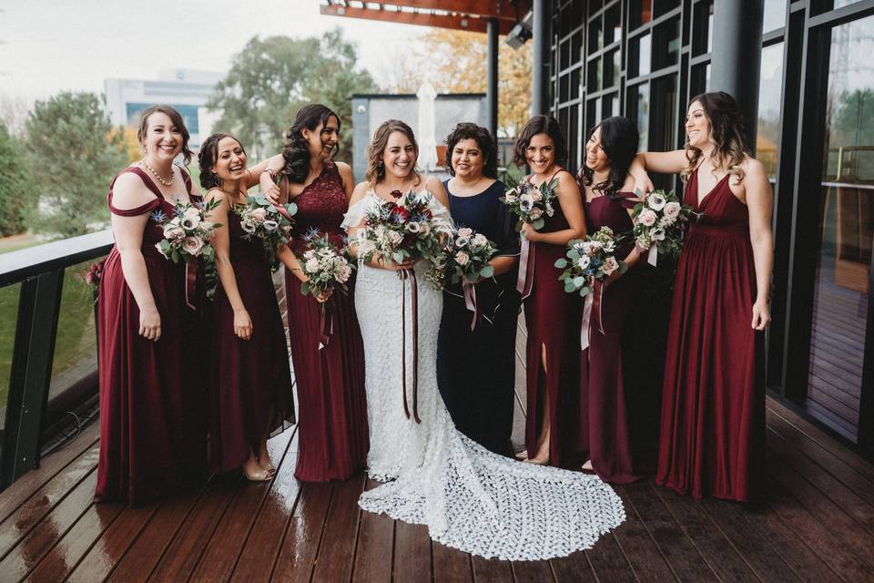 Burgundy bridal party