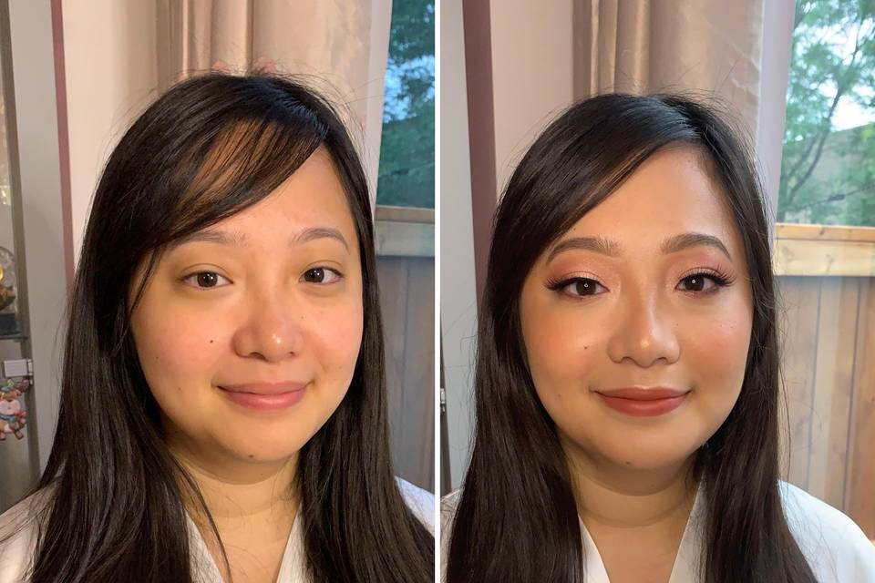 Peachy soft glam bridal