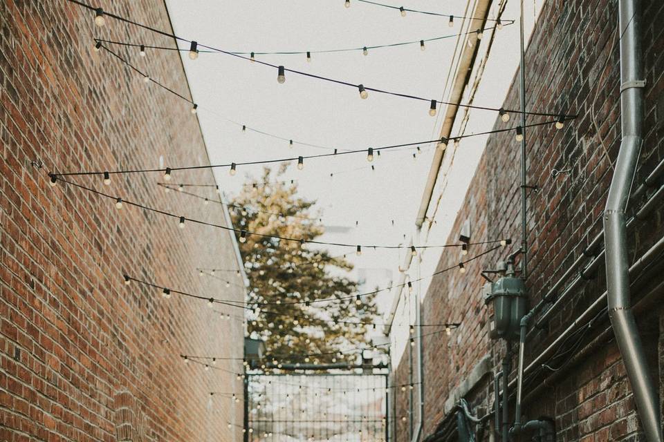 Rustic brick alleyway