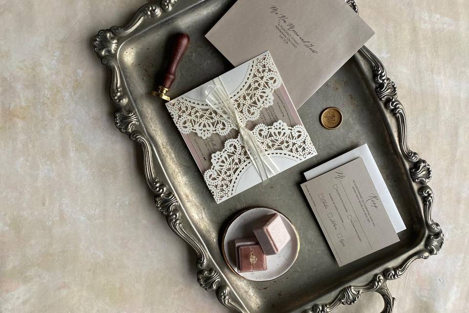 White Ink Invitation Suite