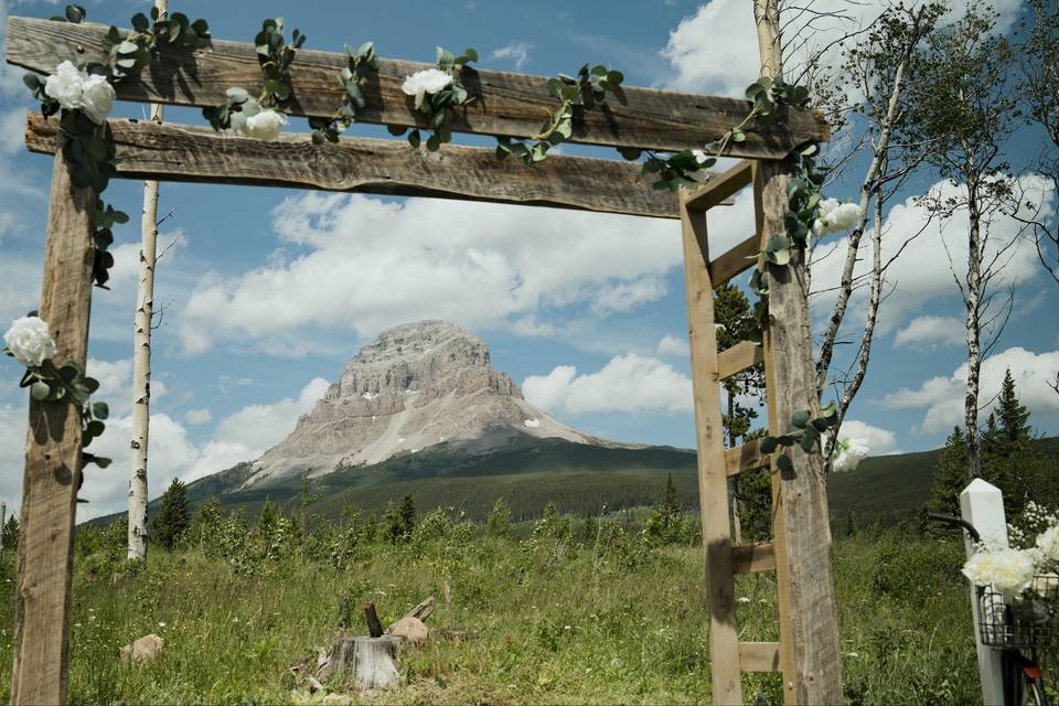 Wedding with mountain views