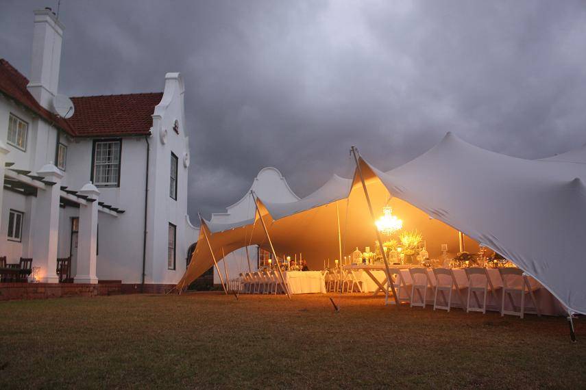 Wedding tent with chandelier