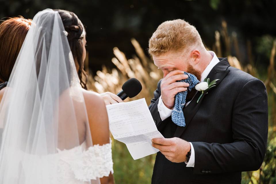 Groom First Look Reaction