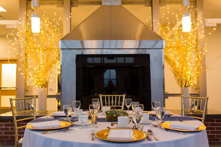 Table set-up & fireplace